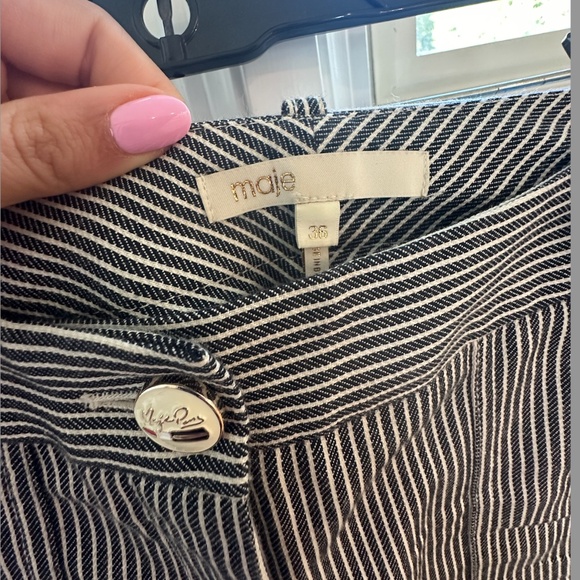 Maje pinstriped trouser with lipstick button - Picture 2 of 3